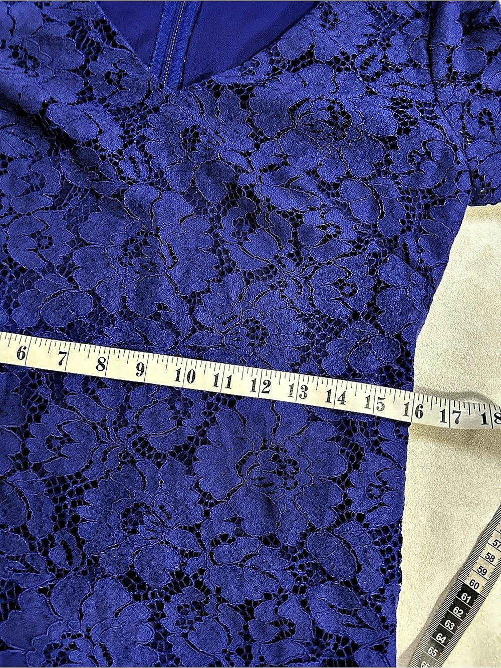 Lauren Ralph Lauren Cobalt Blue Floral Lace Sheath Dress Size 8 - Picture 8 of 15